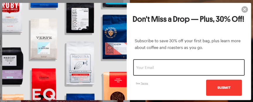 Email marketing optin example