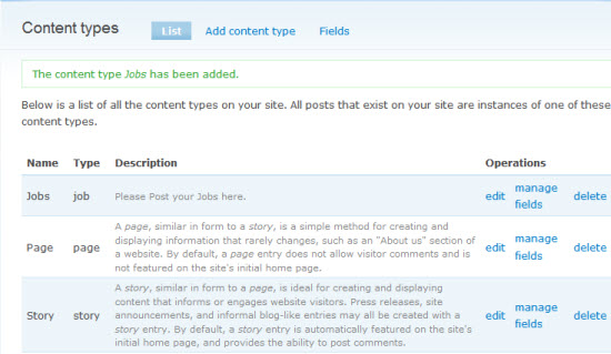 Create the Jobs content type