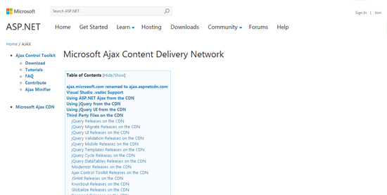 Microsoft Ajax Content Delivery Network