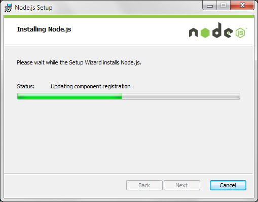 Node.js Setup wizard installing Node.js