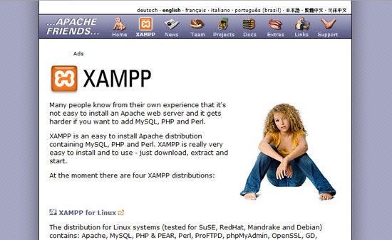 XAMPP home page.