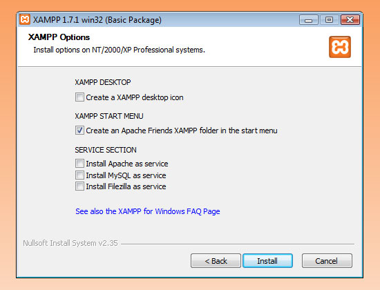 XAMPP Options