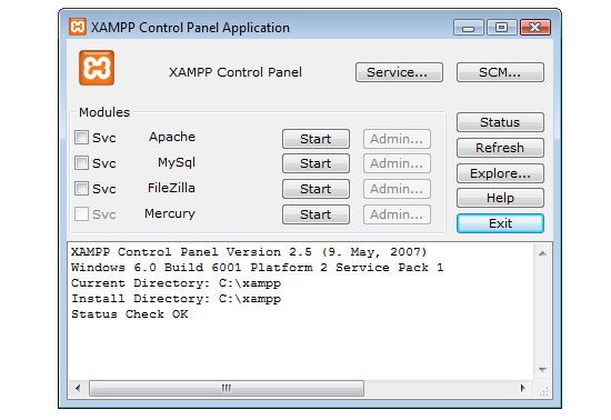 XAMPP Control Panel