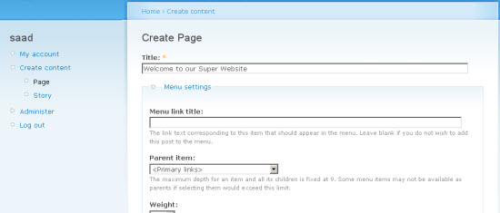 Setting Up Your Home Page