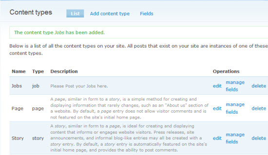 Create the Jobs content type