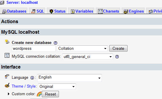 Creating the WordPress MySQL Database