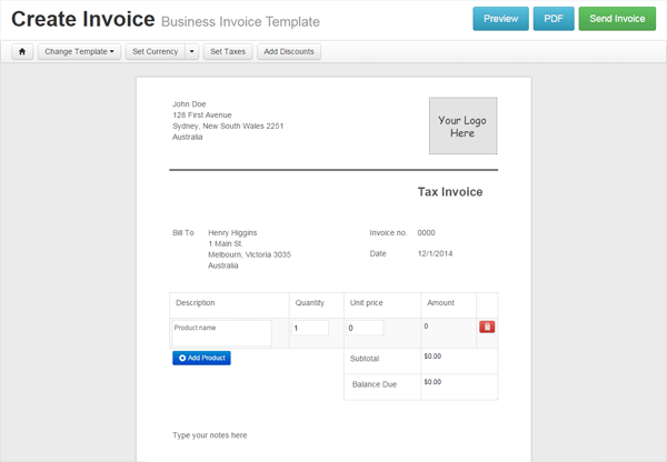 Free Online Invoice Template from www.webfx.com