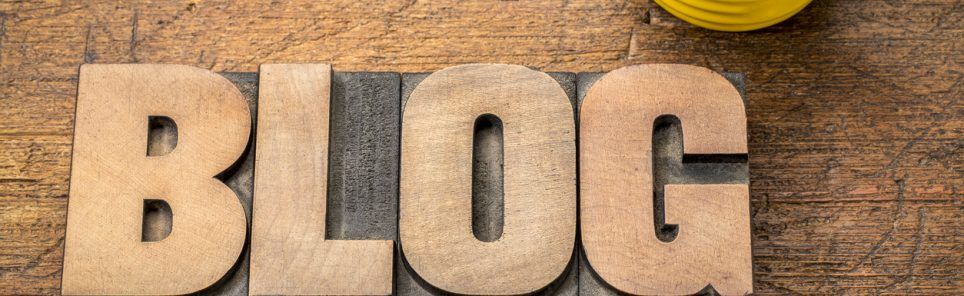 blog word abstract in wood type