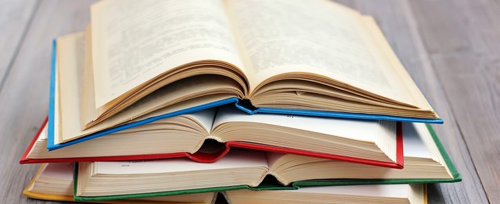 stack of books on the table