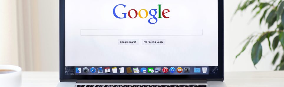 MacBook Pro Retina with Google home page on the screen