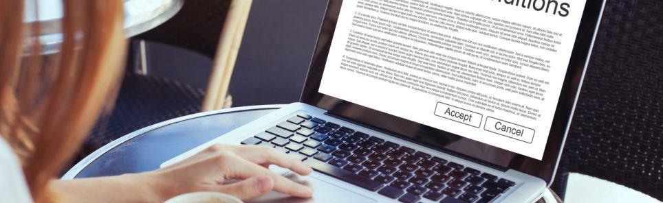 terms and conditions, website cookies, concept on the screen of computer