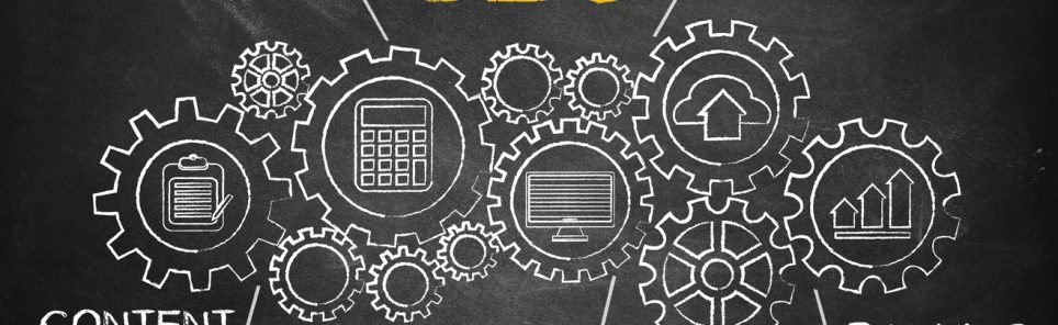 SEO search engine optimization concept on blackboard