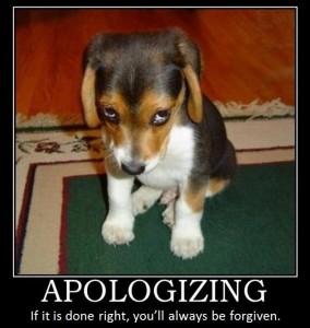 apologizing