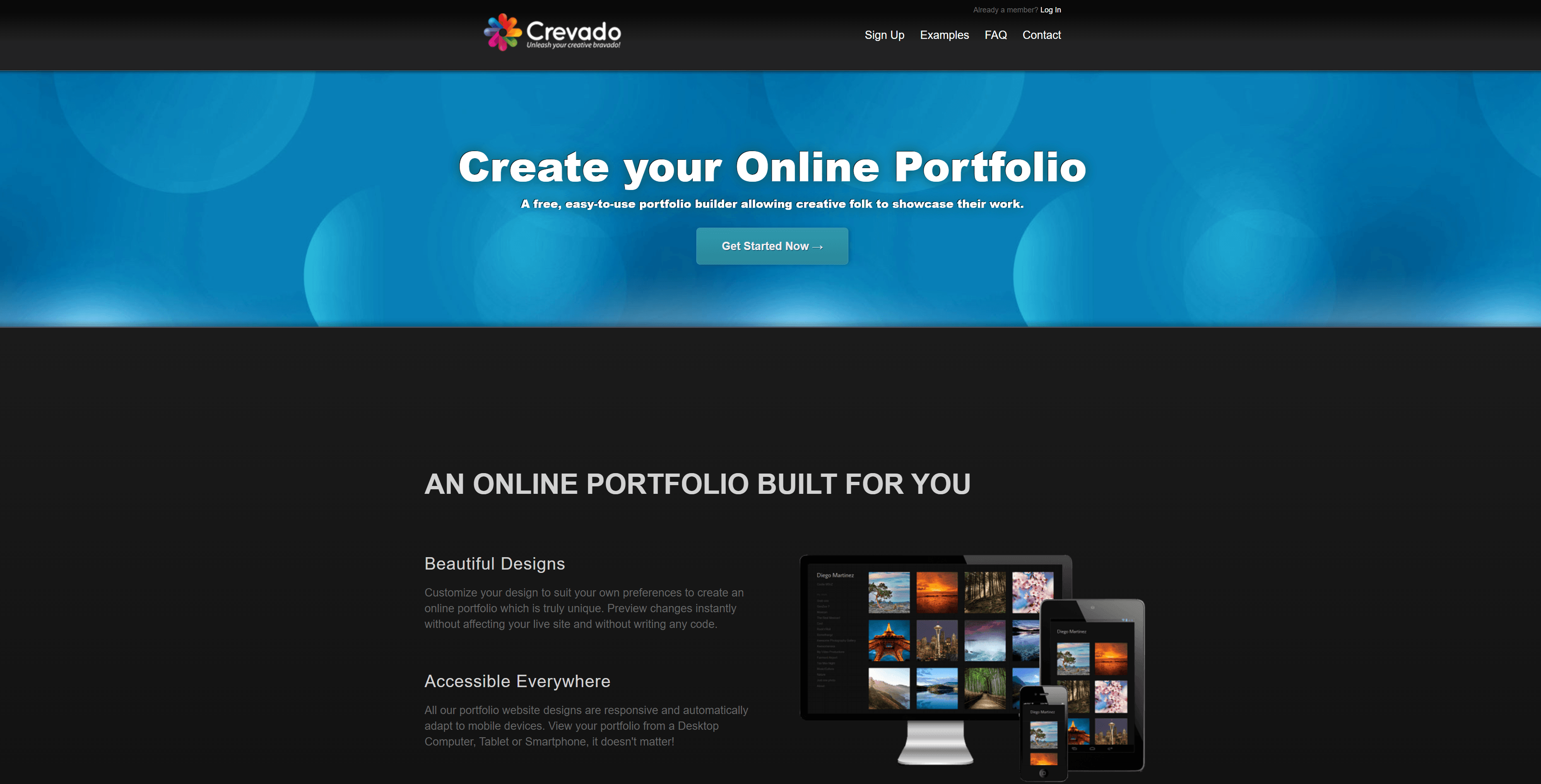 Crevado free portfolio website