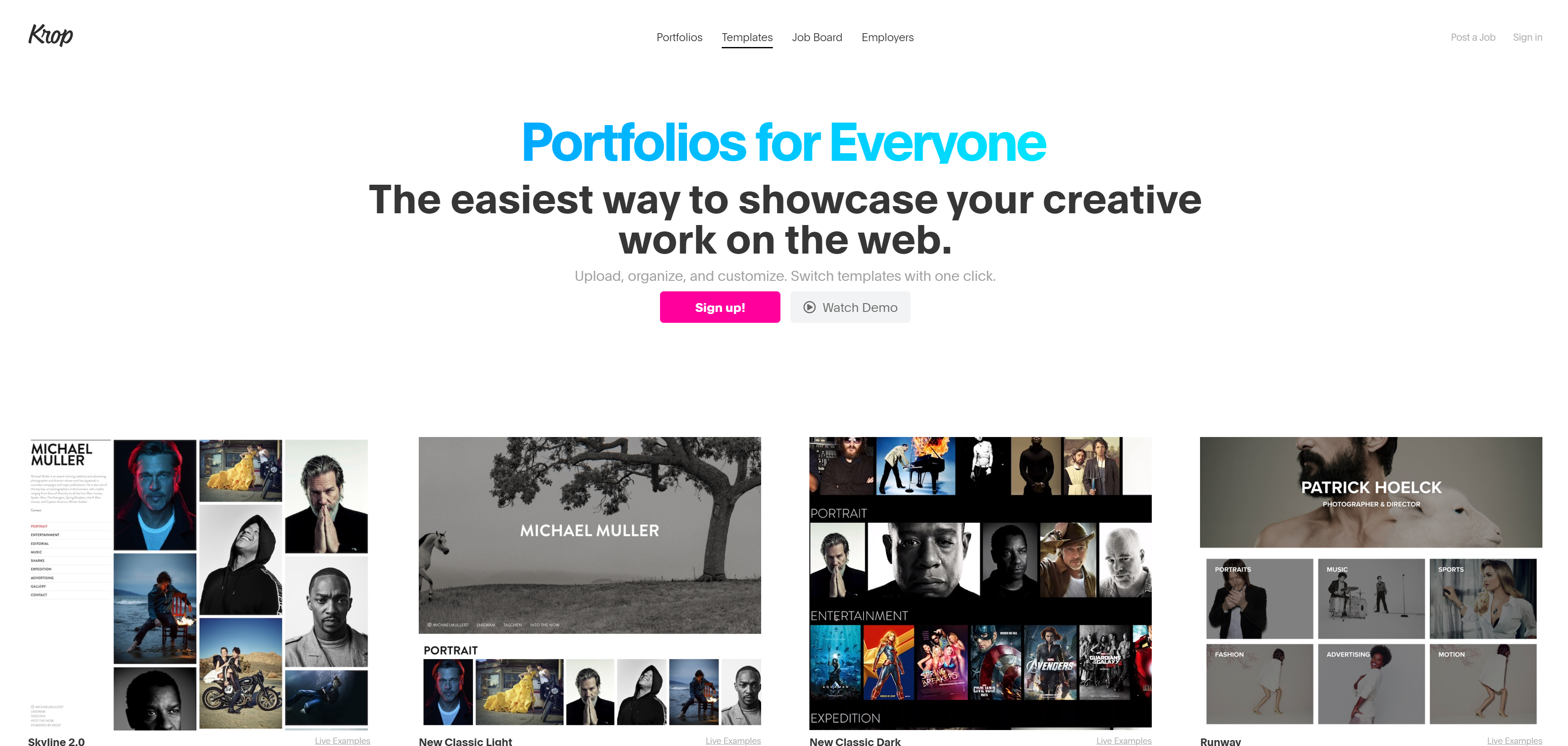 Krop paid online portfolio platform