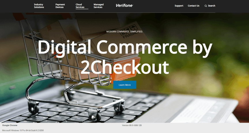 Verifone 2Checkout page