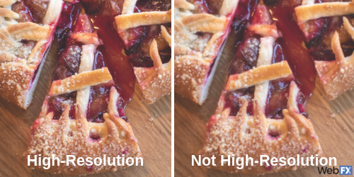 high-resolution vs. not high-resolution image