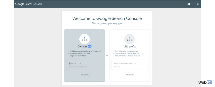 A screenshot of the Google Search Console homepage