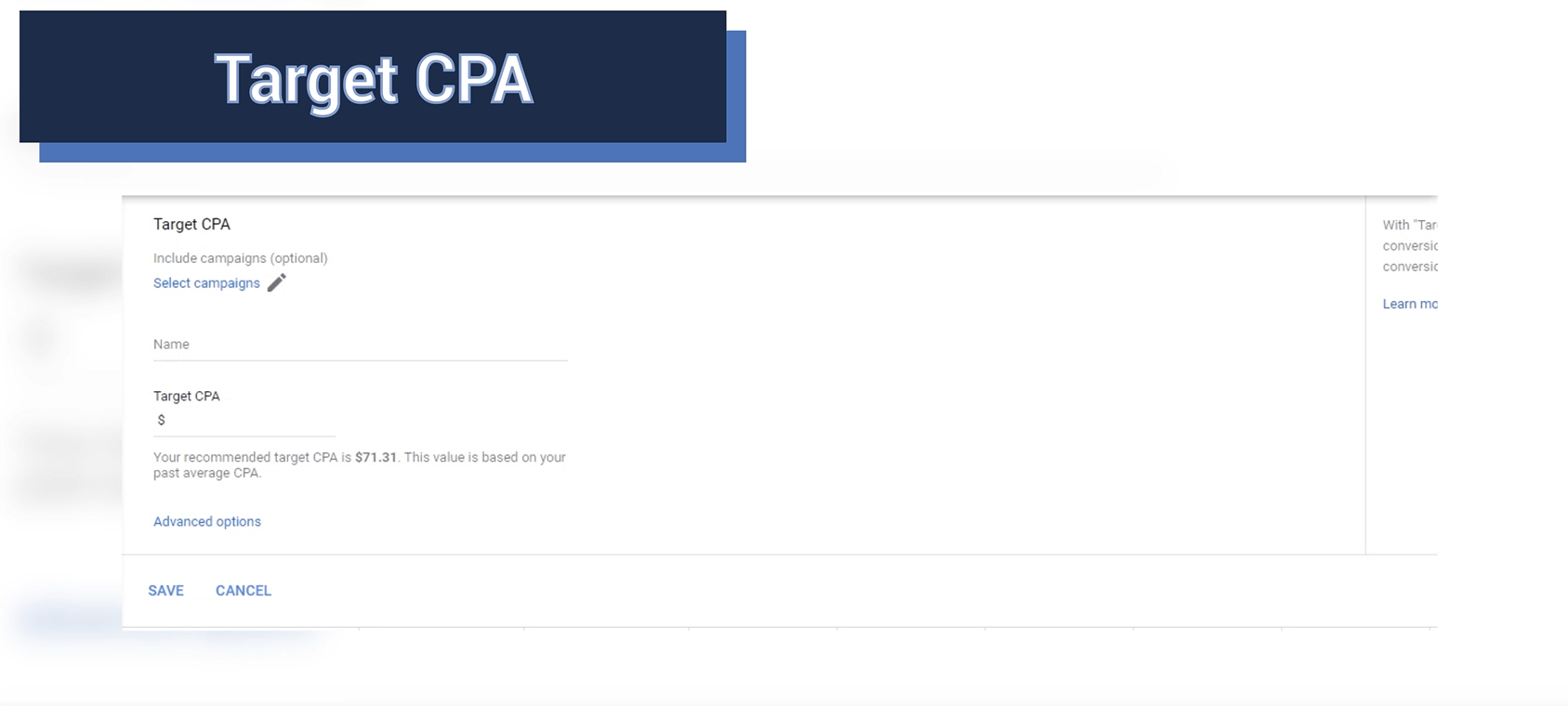 Target CPA in Google ads