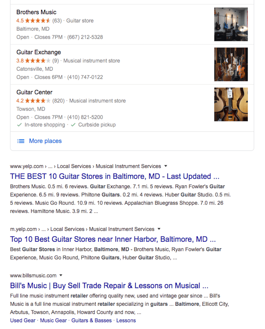 Search results for 'guitar stores in Baltimore'