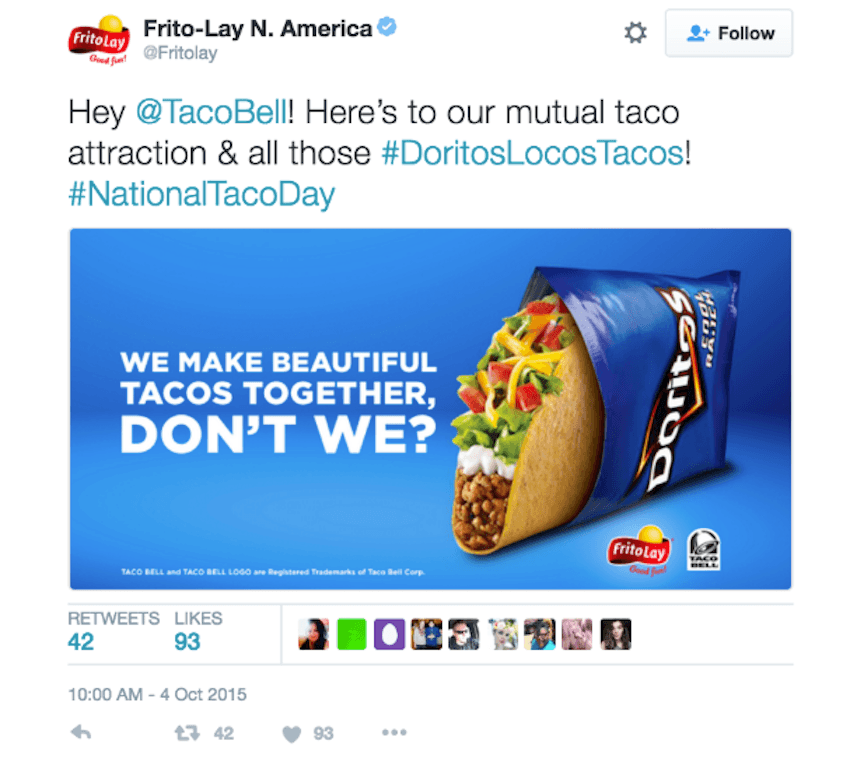 Partner marketing example from Frito Lay and Taco Bell