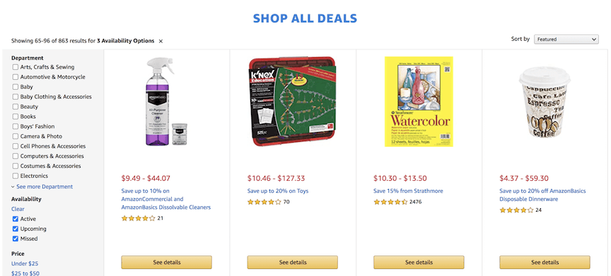 Amazon deals page