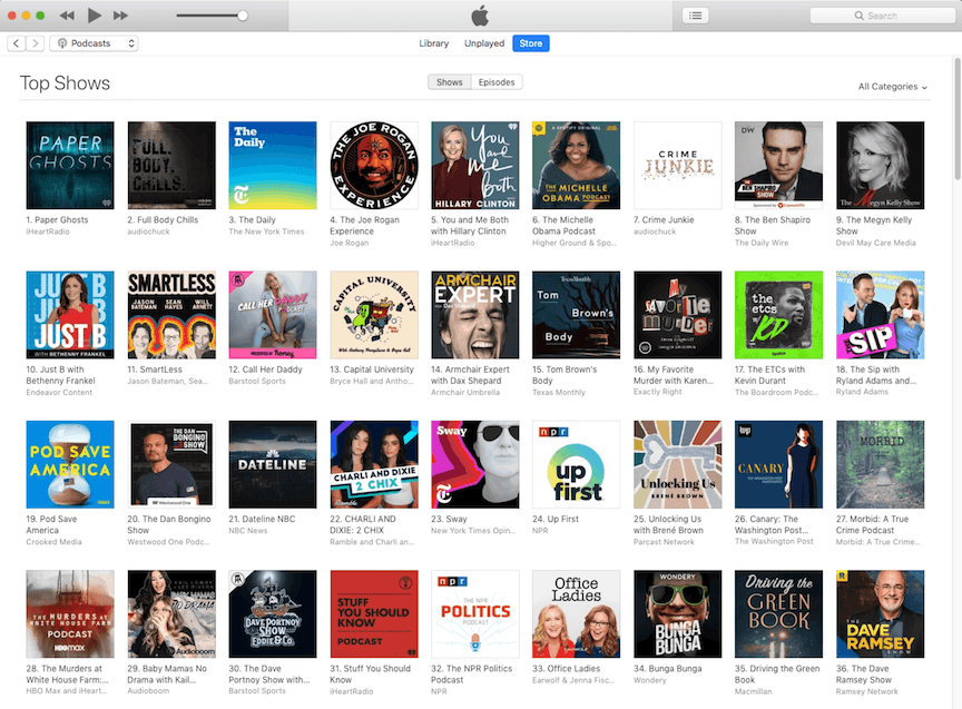 Top podcasts on Apple Podcasts