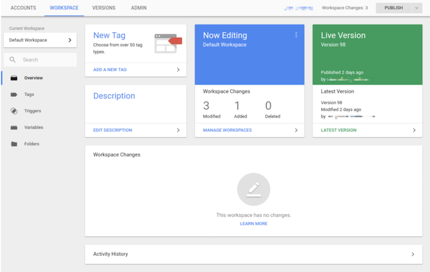 Google Tag Manager interface