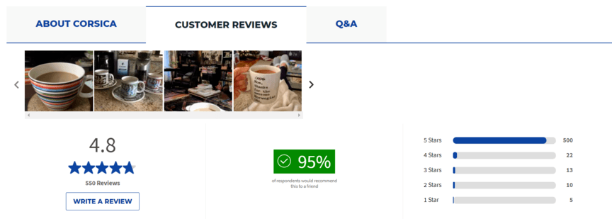 Ecommerce website essentials: Reviews example