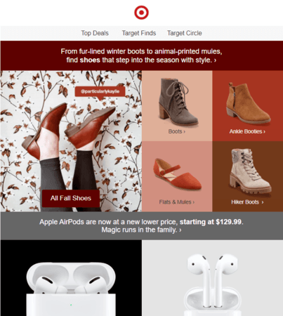 Email campaign example: Target