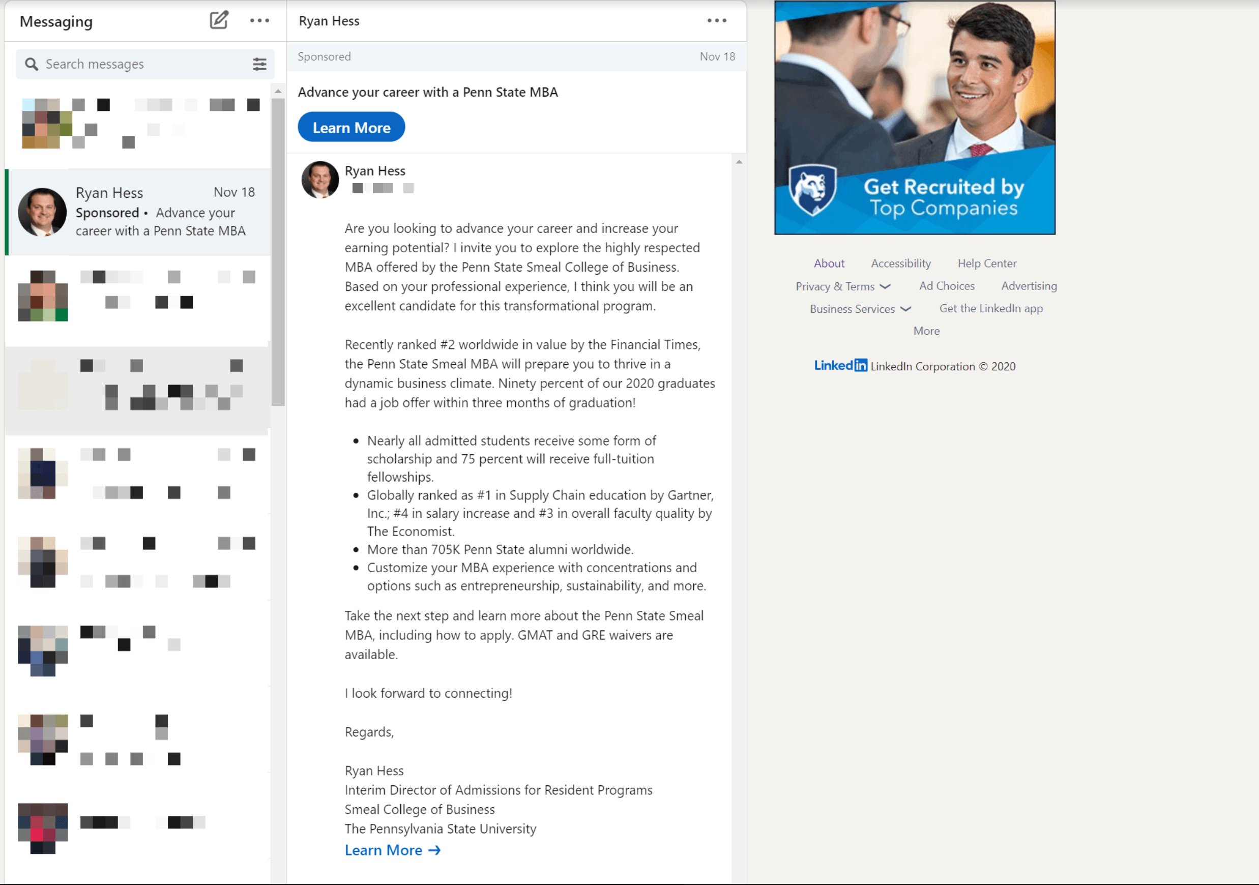 Messaging ad from Penn State