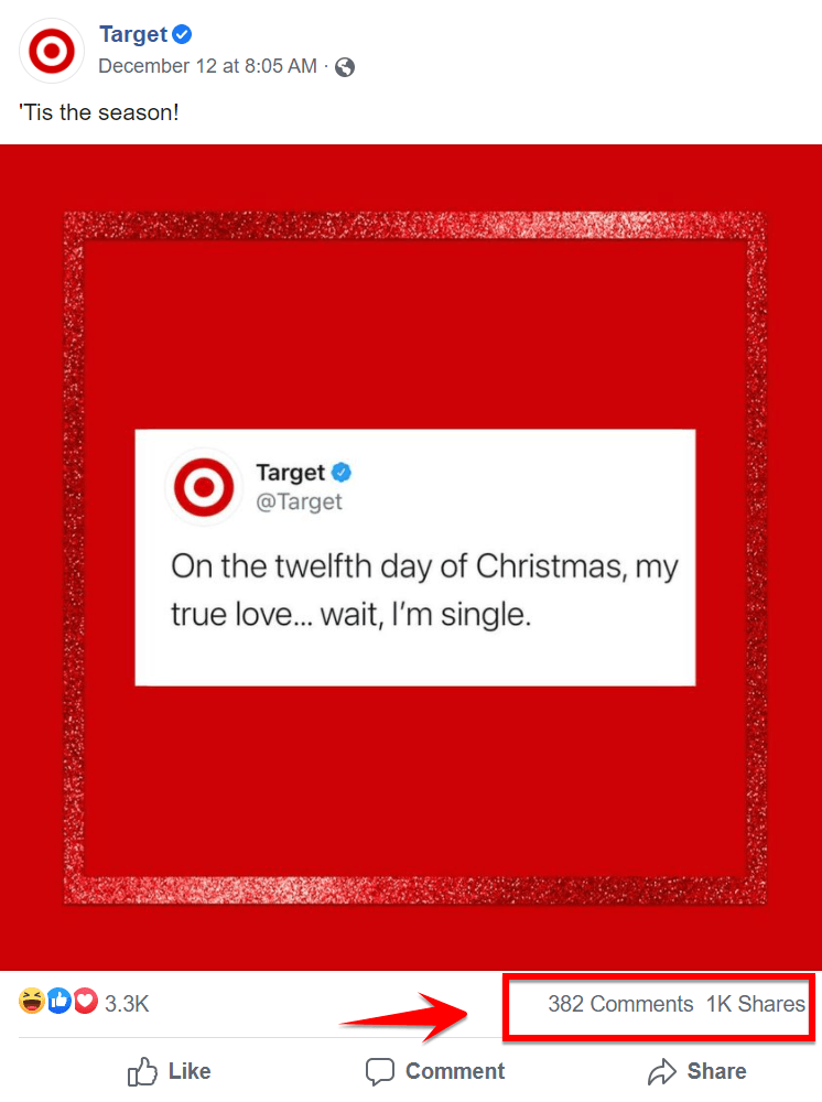 A post from Target with a lot of engagement