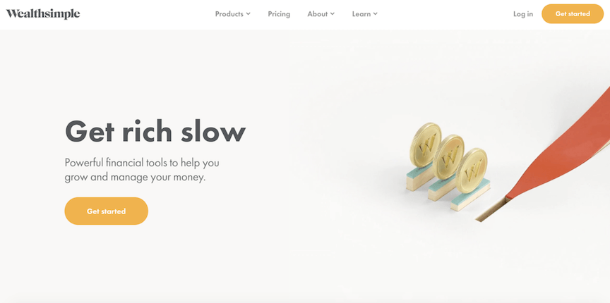 Wealthsimple homepage web design example