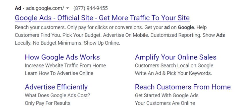 Ad for Google Ads on Google SERP