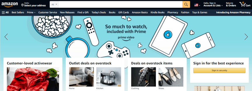 Amazon homepage