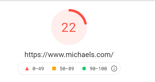 Example of site load time for Michael's