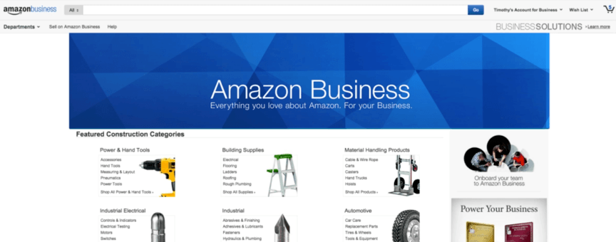 Amazon Business homepage