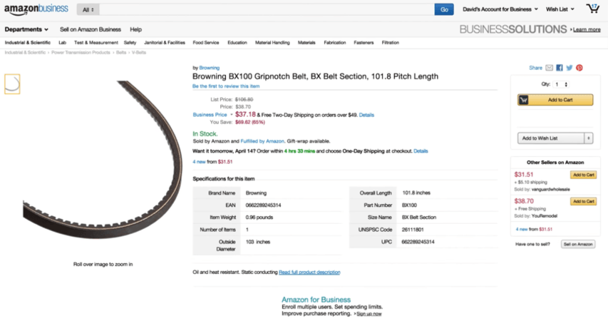 Amazon Business product example with business pricing