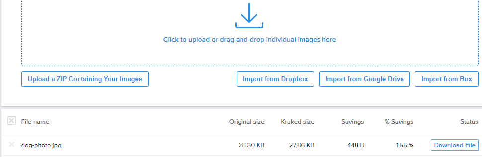 Image compressing through an image compression tool