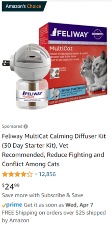 Amazon advertising examples: Feliway