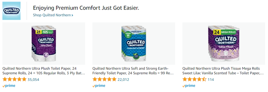 Amazon advertising examples: Quilted Northern