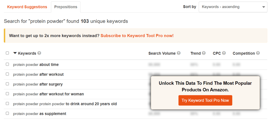 Amazon keyword tool: Keywordtool.io