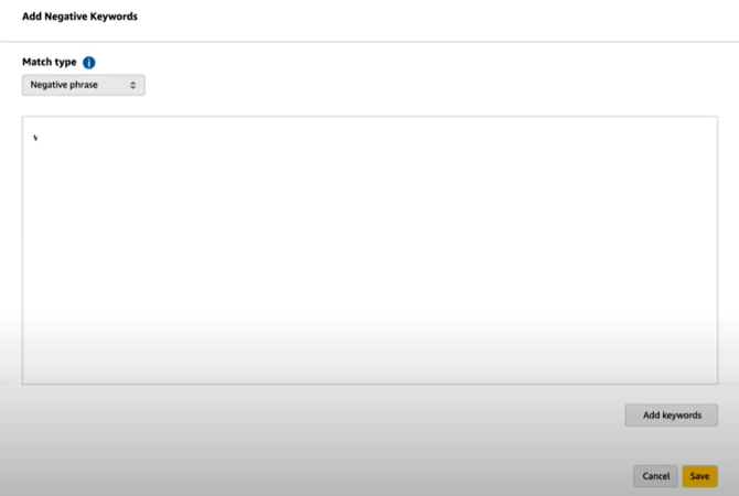 How to add Amazon negative keywords: Step two