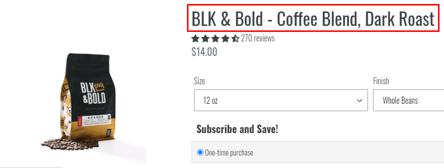 Product title for BLK & Bold coffee product