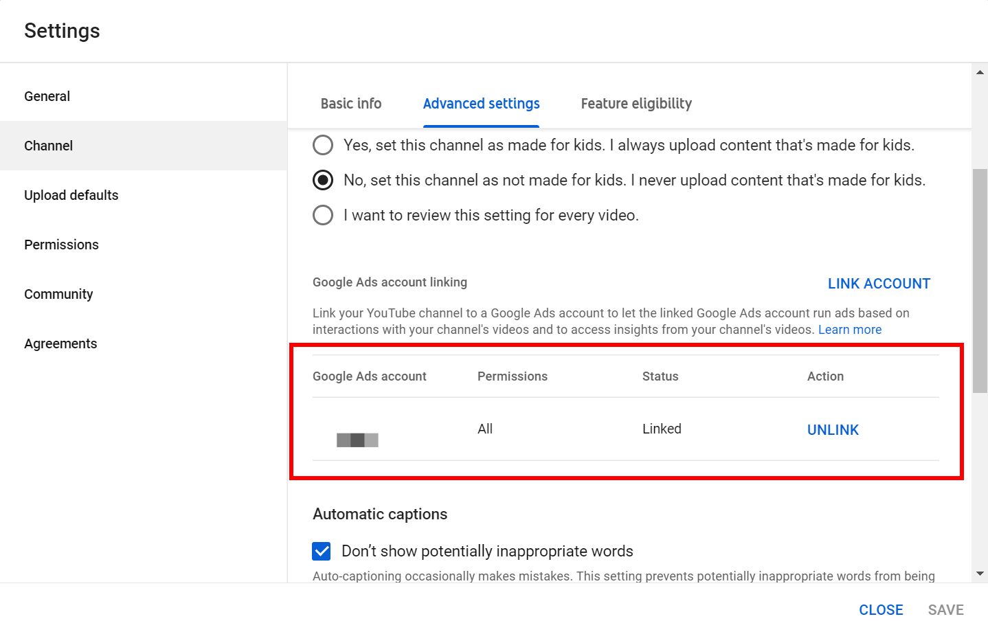 YouTube and Google Ads account link confirmation