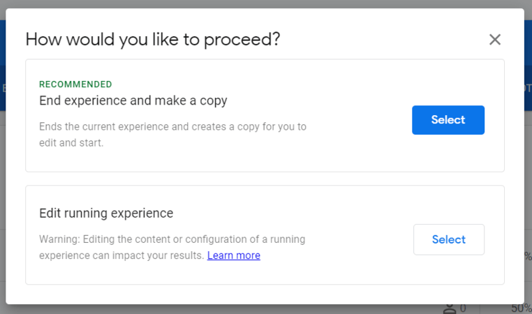 Google Optimize: Edit experience