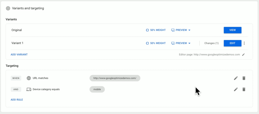 Google Optimize: Targeting examples