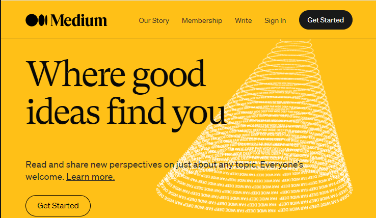 Medium homepage