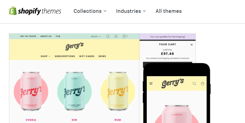 Colorful shopify theme featured on their website