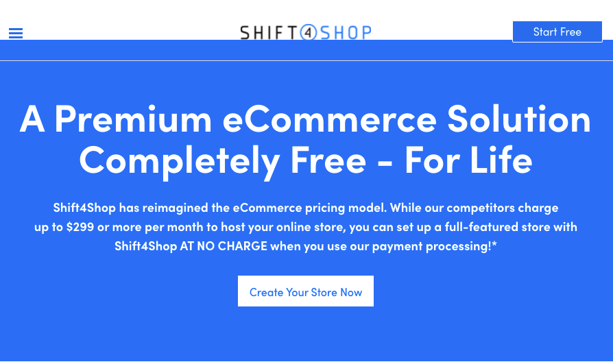 Details on the free website option from Shift4Shop